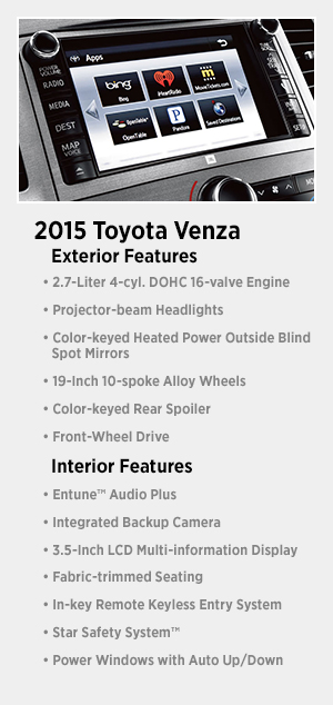 2015 Toyota Venza Model Features